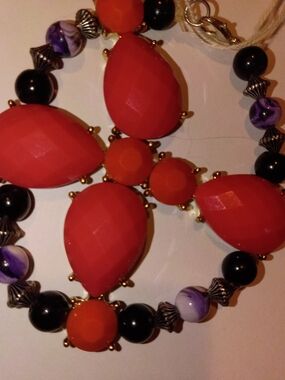 Red Statement Beaded Bracelet- Women Jewelry